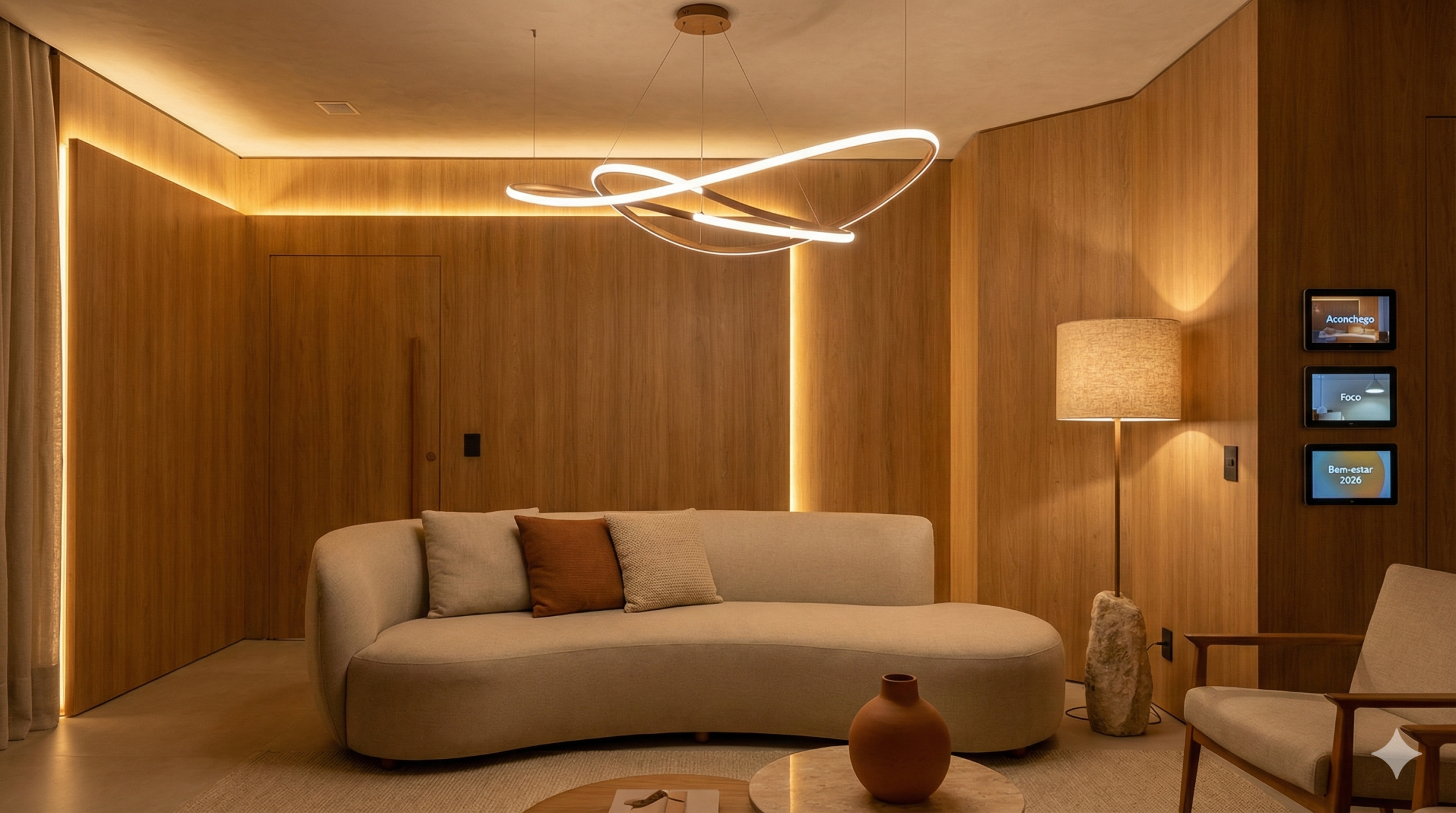 Projeto de Sala com Iluminação confortável